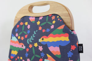 Peace & Love Doves Large Wood Frame Bag | PINK OASIS