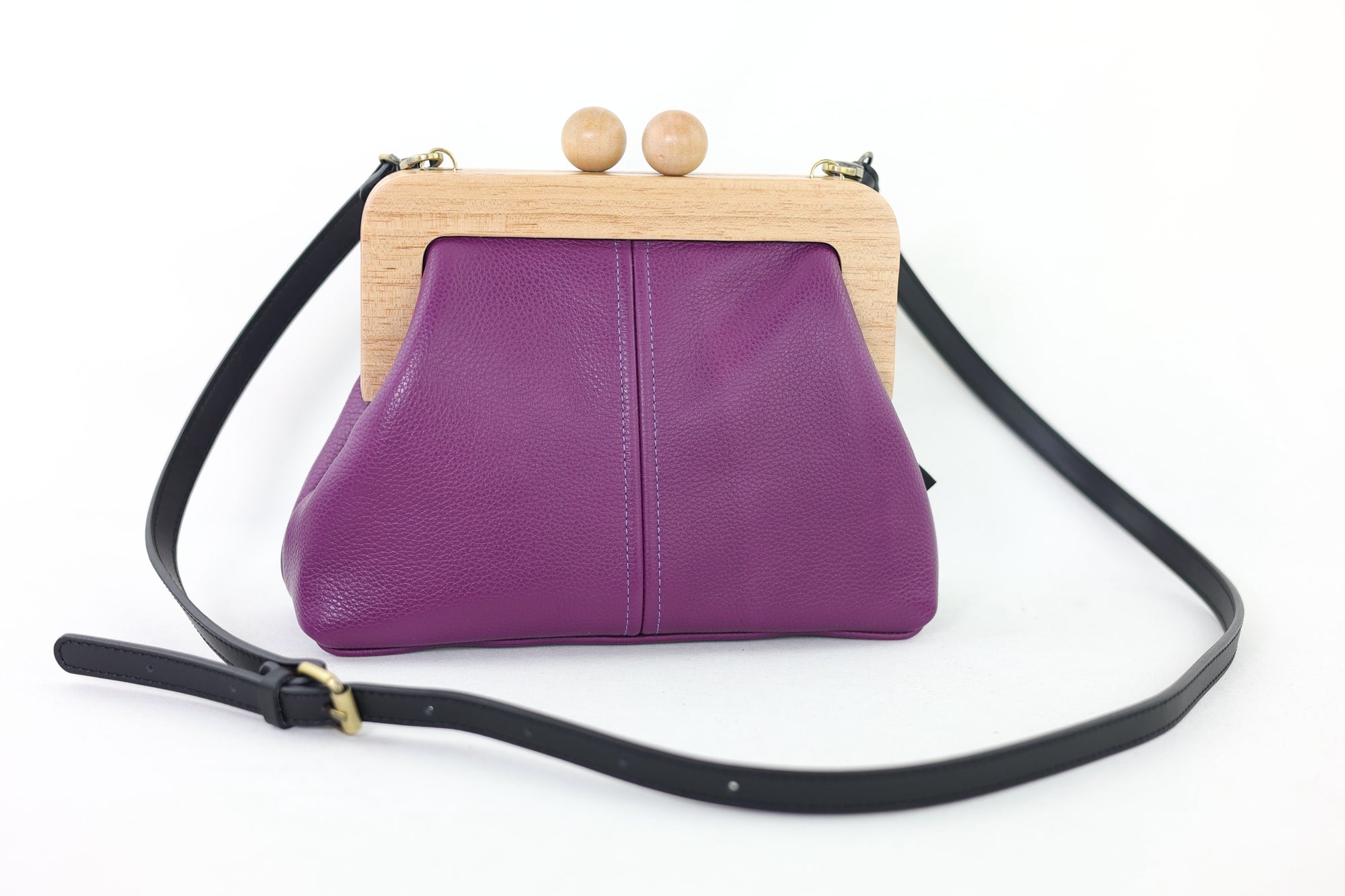 Women's Purple Genuine Leather Clutch Bag with Strap | PINK OASIS