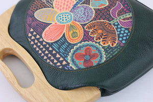 Doodle Flora Emerald Leather Bag | PINK OASIS