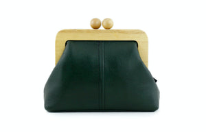 Emerald Green Genuine Leather Clutch Bag with Strap | PINKOASIS