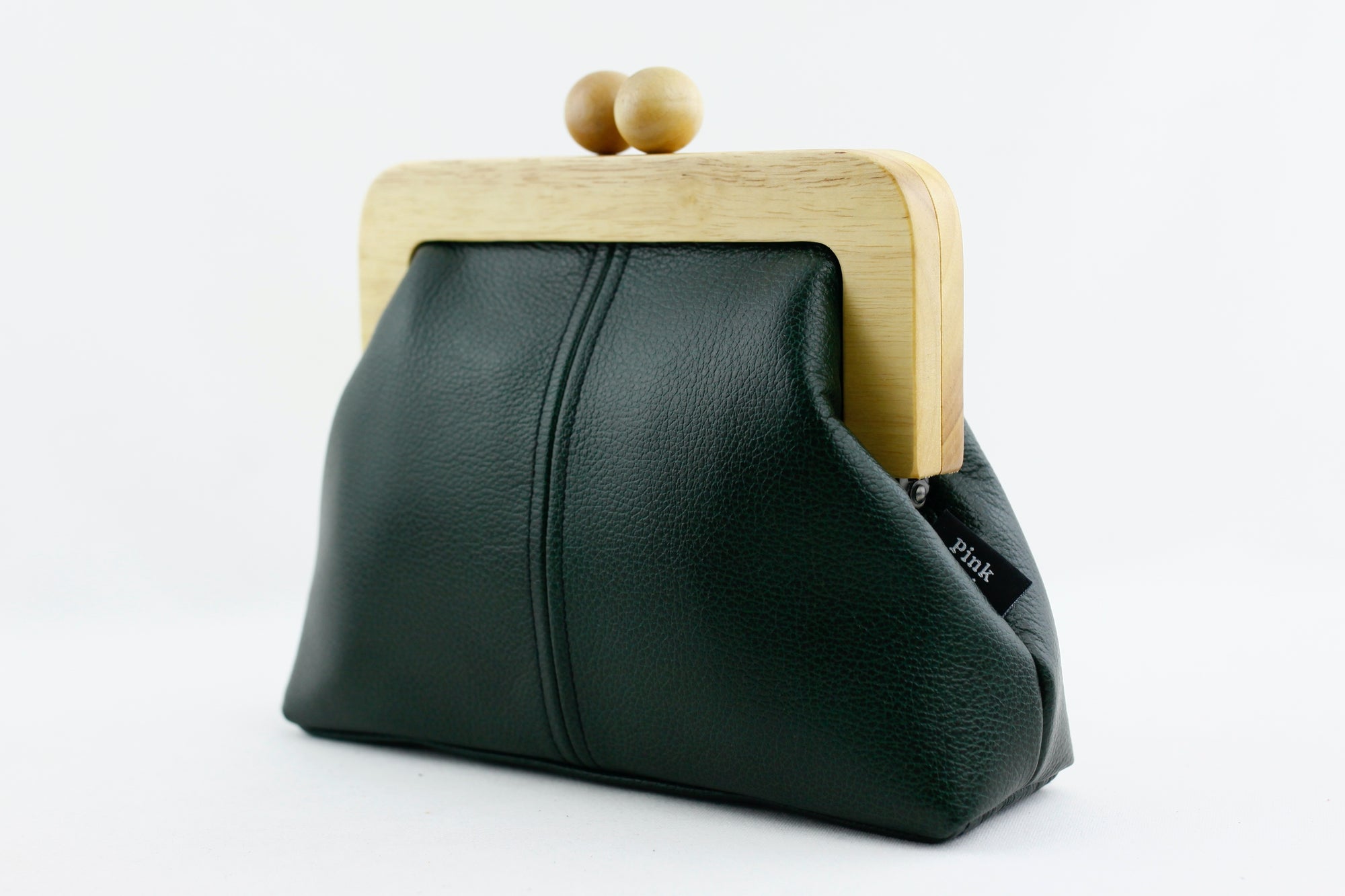 Emerald Green Genuine Leather Clutch Bag with Strap | PINKOASIS