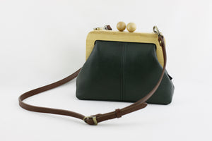 Emerald Green Genuine Leather Clutch Bag with Strap | PINKOASIS