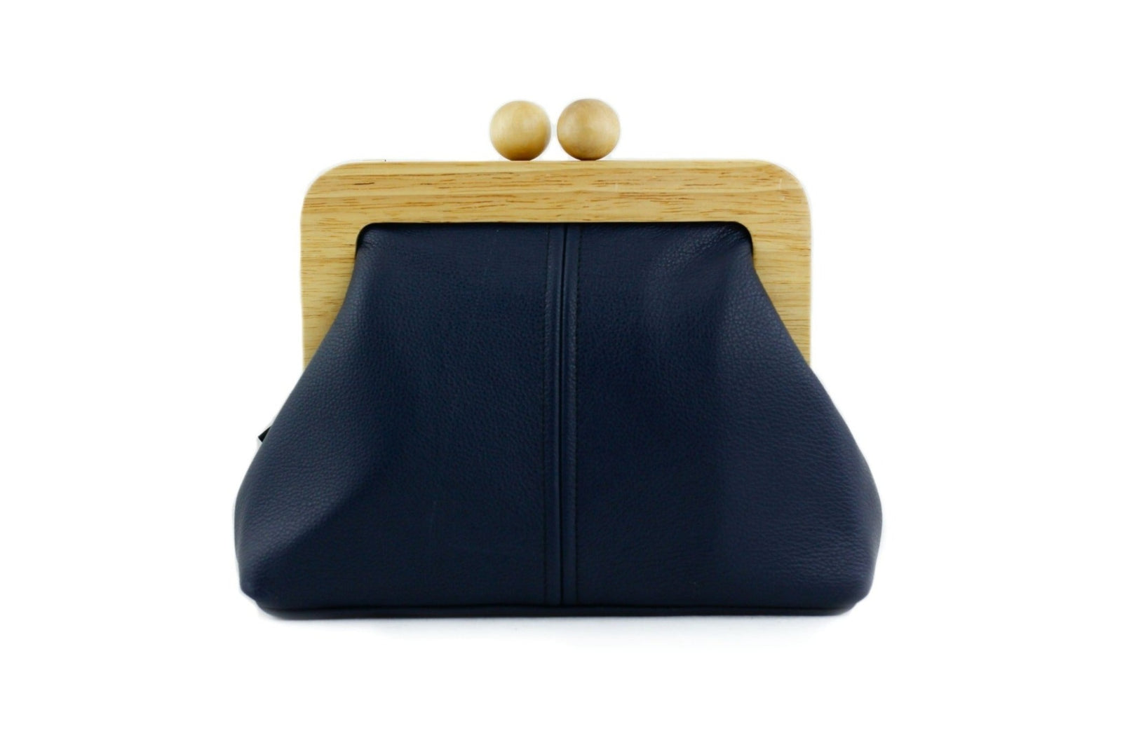 Women's Navy Genuine Leather Clutch Bag with Strap | PINKOASIS