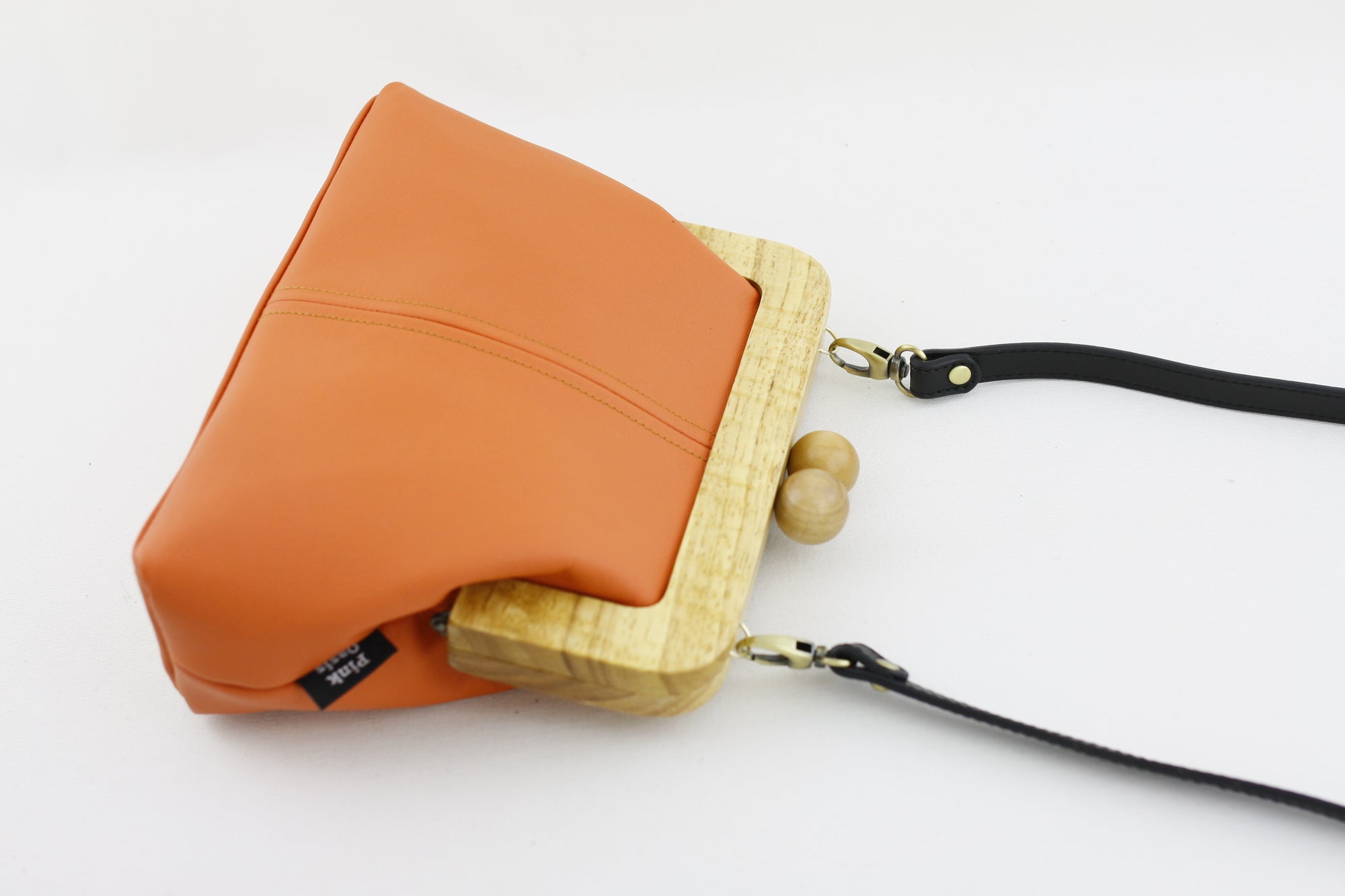 Women's Peach Genuine Leather Clutch Bag with Strap | PINKOASIS