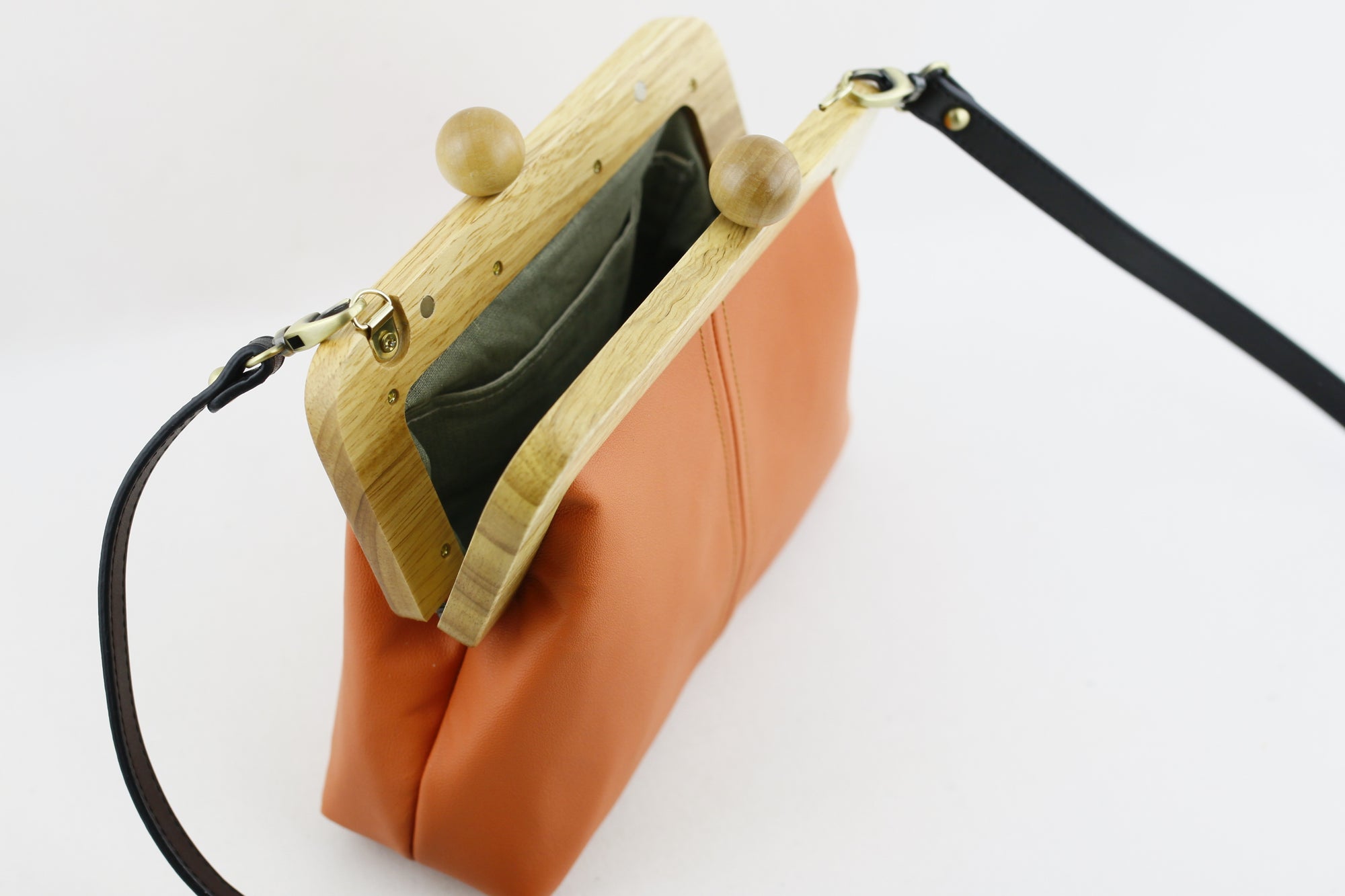 Women's Peach Genuine Leather Clutch Bag with Strap | PINKOASIS