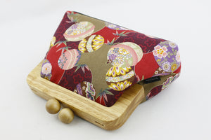 Oriental Flowers Red Small Wooden Frame Clutch Bag | PINKOASIS