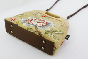 Rustic Flower and Bird Large Wood Frame Bag | PINKOASIS