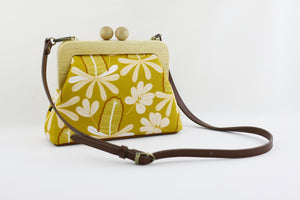 Mustard Banksia Small Wood Frame Clutch | PINKOASIS