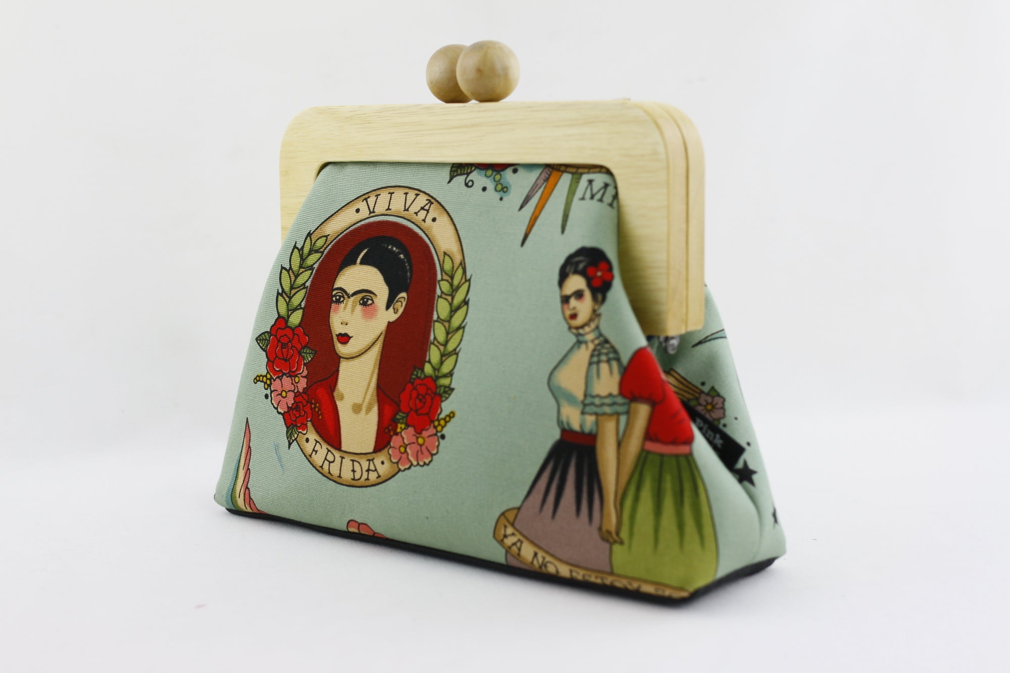 Frida and Flower Clutch Bag with Leather Strap | PINKOASIS
