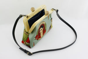 Frida and Flower Clutch Bag with Leather Strap | PINKOASIS