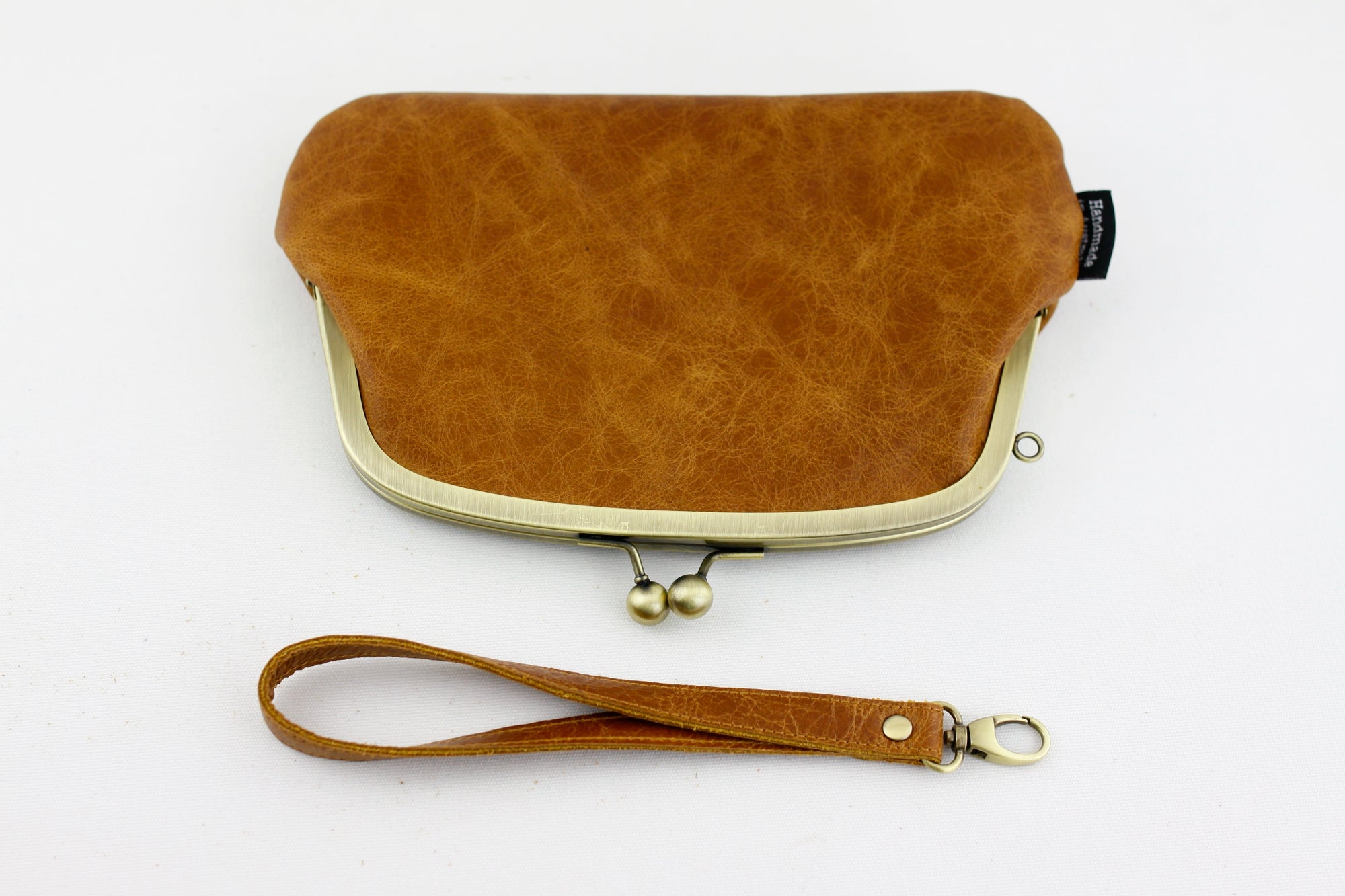 Distressed Tan Leather Wristlet Wallet | PINKOASIS