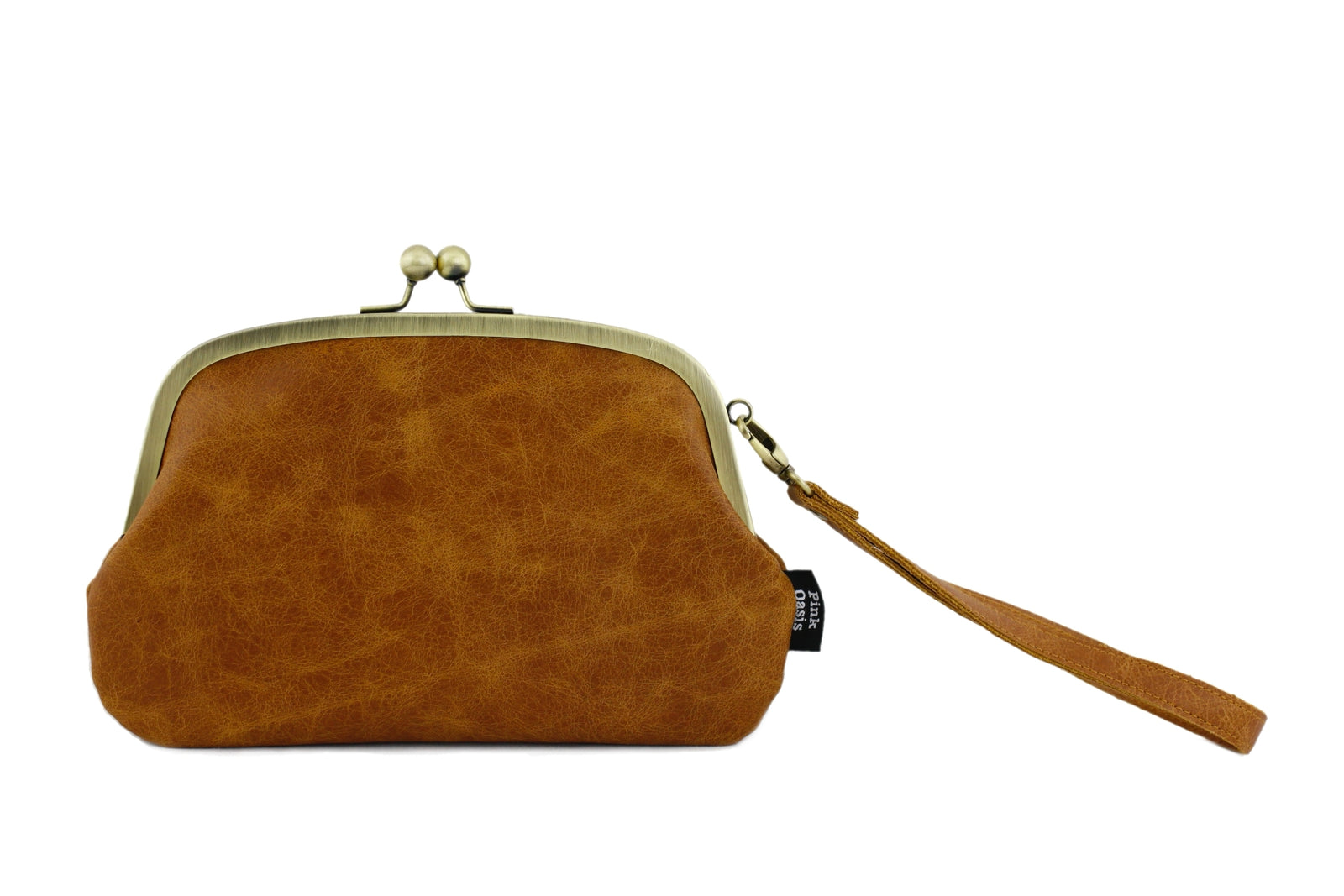 Distressed Tan Leather Wristlet Wallet | PINKOASIS