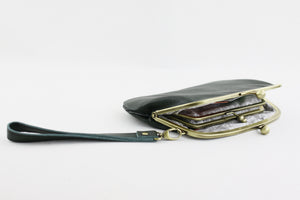 Emerald Green Leather Wristlet Wallet | PINKOASIS
