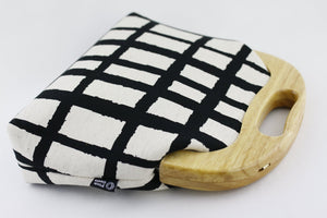 Natural Black Checkered Pattern Oversized Clutch Bag  | PINKOASIS