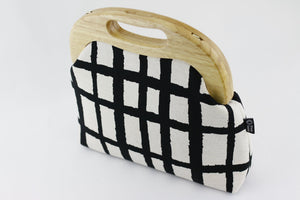 Natural Black Checkered Pattern Oversized Clutch Bag  | PINKOASIS