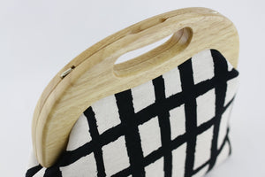 Natural Black Checkered Pattern Oversized Clutch Bag  | PINKOASIS