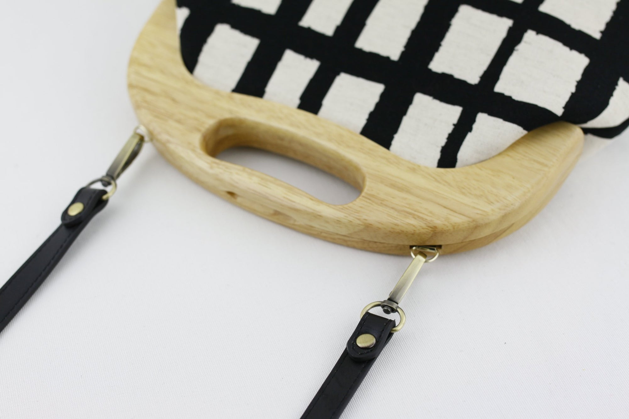 Natural Black Checkered Pattern Oversized Clutch Bag  | PINKOASIS