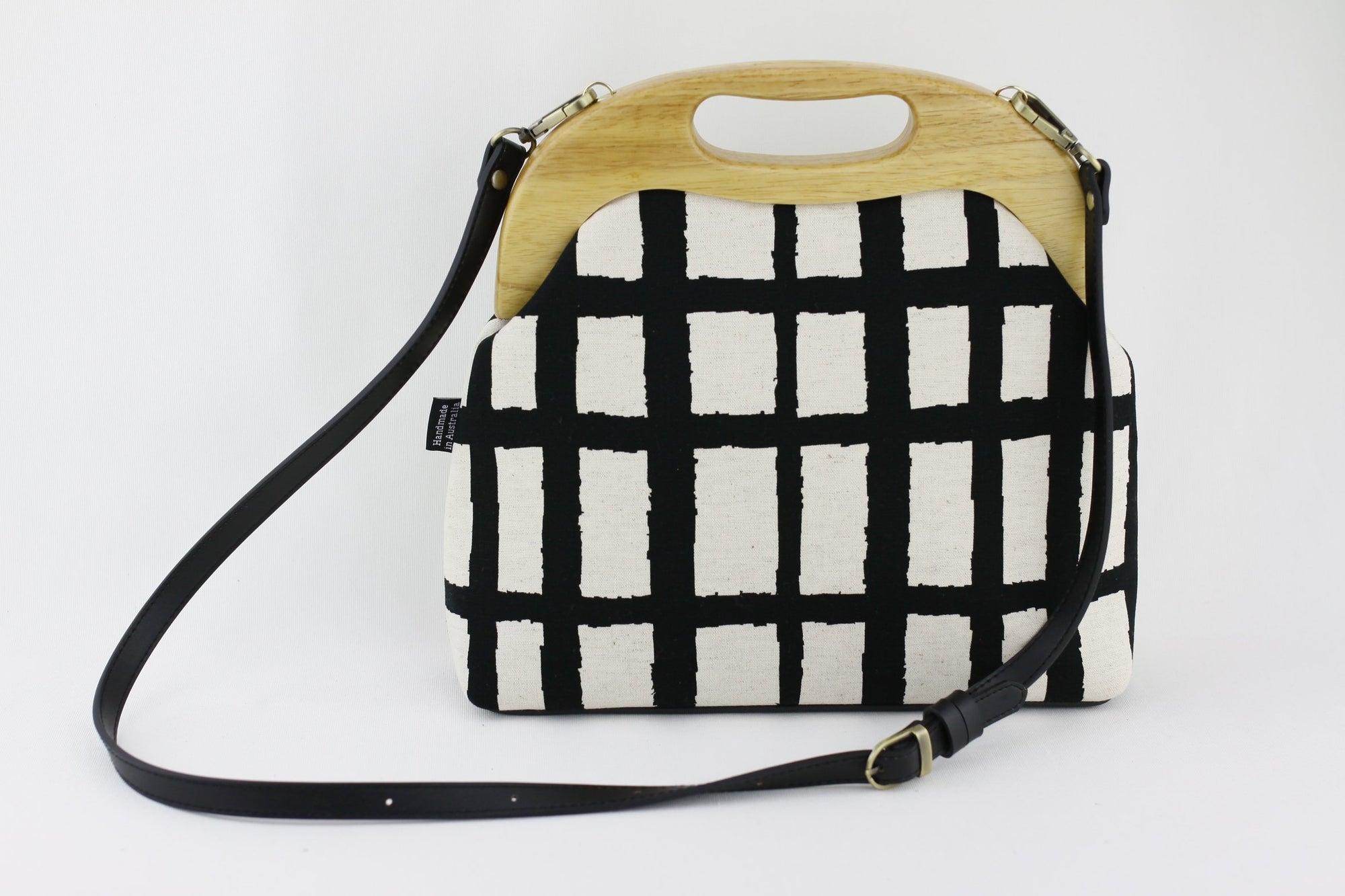 Natural Black Checkered Pattern Oversized Clutch Bag  | PINKOASIS