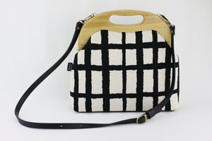 Natural Black Checkered Pattern Oversized Clutch Bag  | PINKOASIS