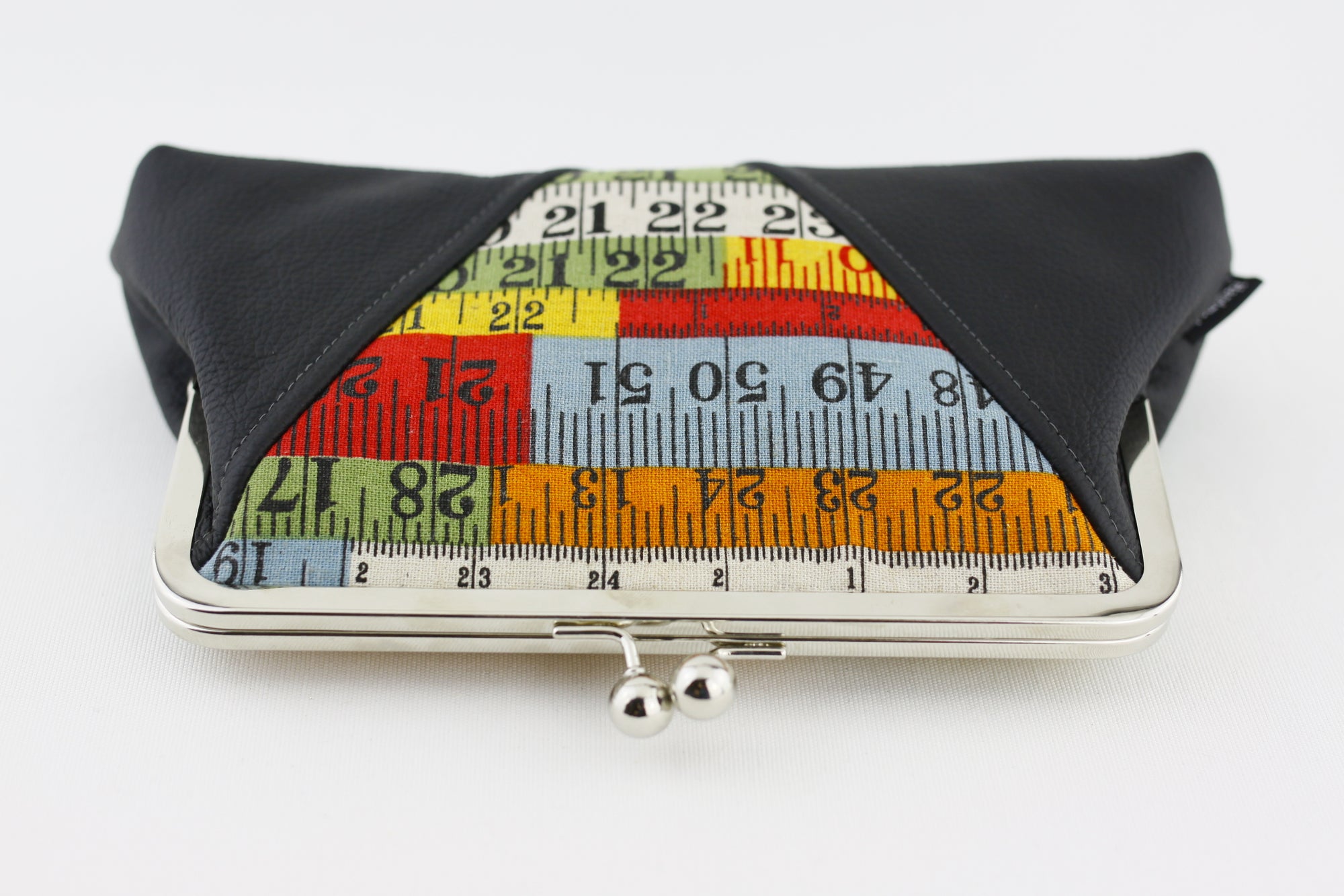 Retro Colorful Measuring Tape Kisslock Clutch  | PINKOASIS