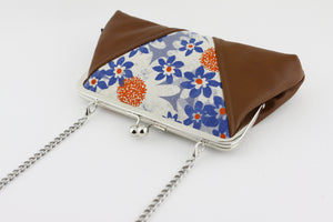 Blue & Orange Flowers Kisslock Clutch  | PINKOASIS