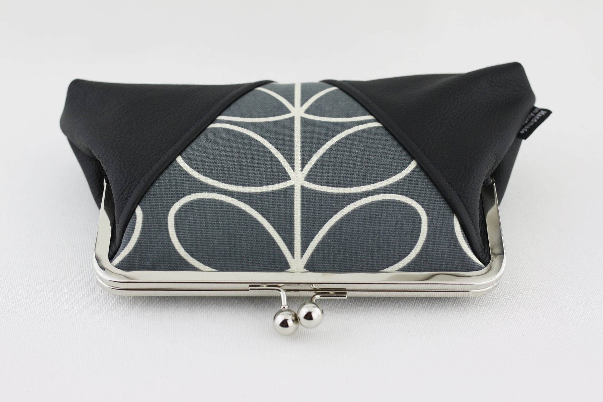 Dark Grey Leaf Pattern Kisslock Clutch  | PINKOASIS