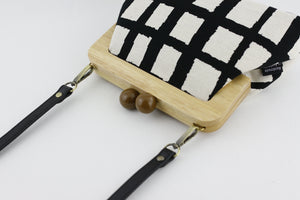 Black Checkered Pattern Clutch  | PINKOASIS