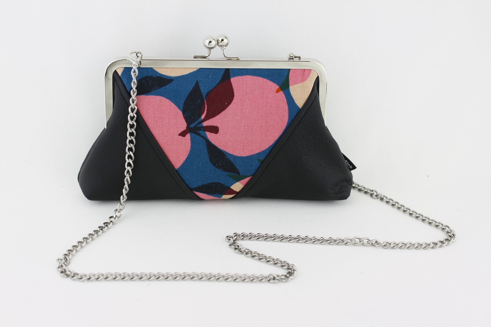 The Peach Pink & Blue Kisslock Clutch  | PINKOASIS