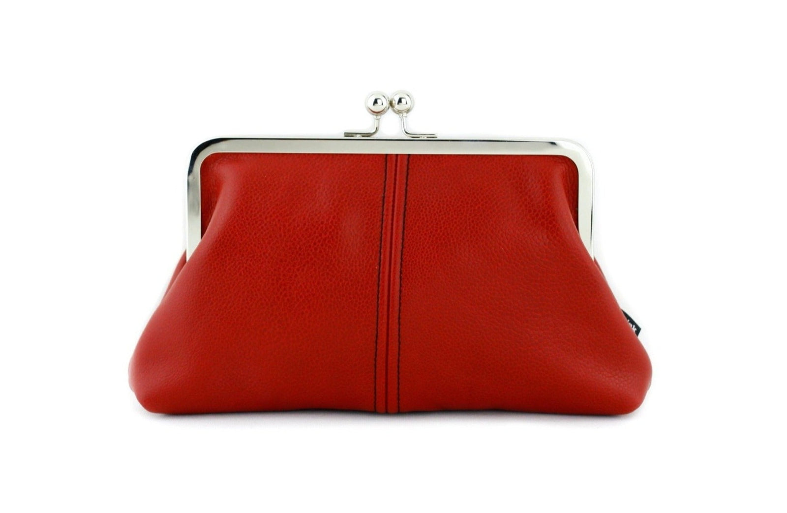 Crimson Leather Kisslock Clutch  | PINKOASIS