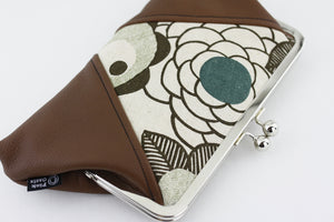 Rustic Flower Linen Kisslock Clutch Handmade in Australia | PINKOASIS