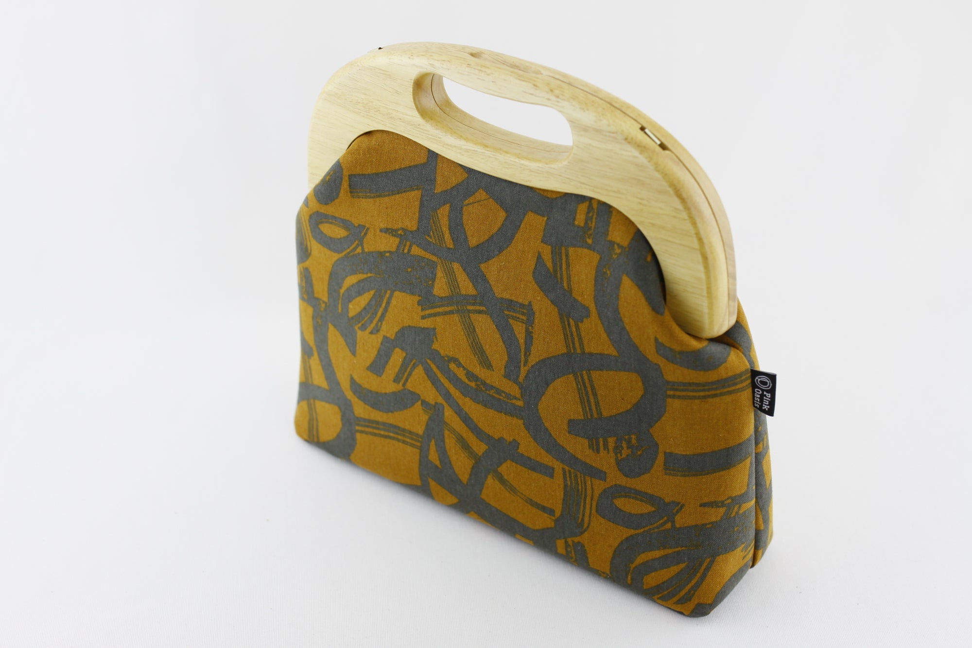 Mustard & Grey Graffiti Oversized Clutch Bag  | PINKOASIS