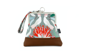 Cockatoo and Gumtree Wristlet Bag with Chain Strap | PINKOASIS