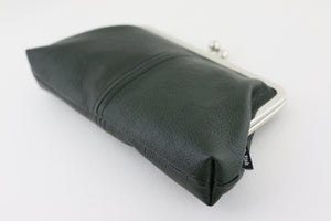 Emerald Leather Kisslock Clutch  | PINKOASIS