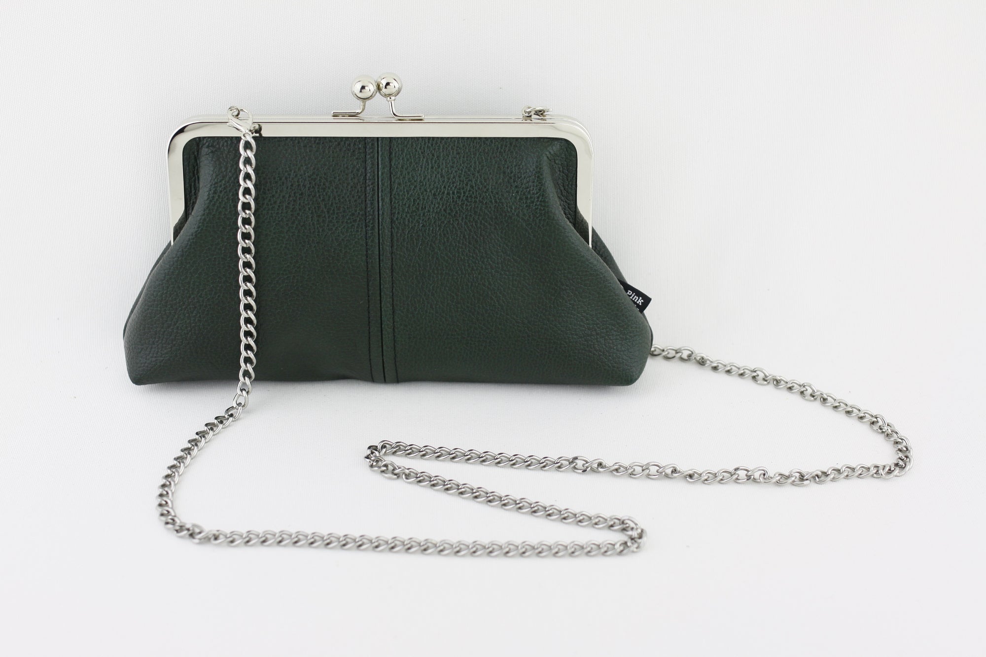Emerald Leather Kisslock Clutch  | PINKOASIS