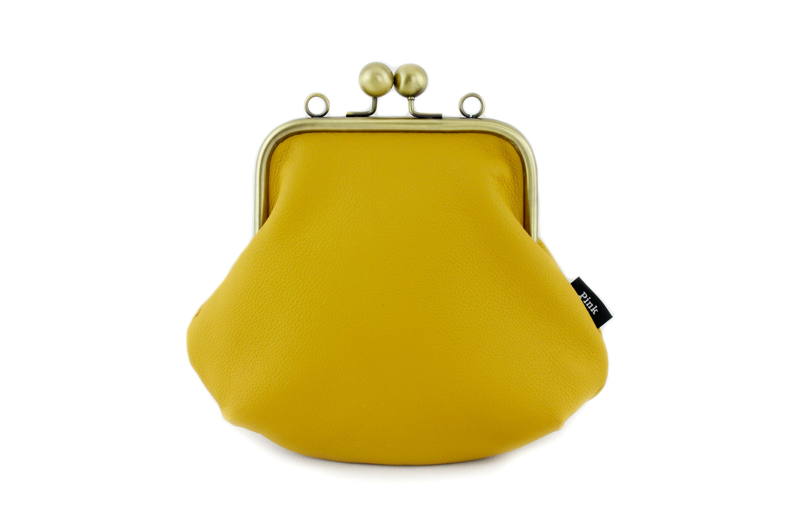 Mustard Leather Kisslock Bag with Strap  | PINKOASIS