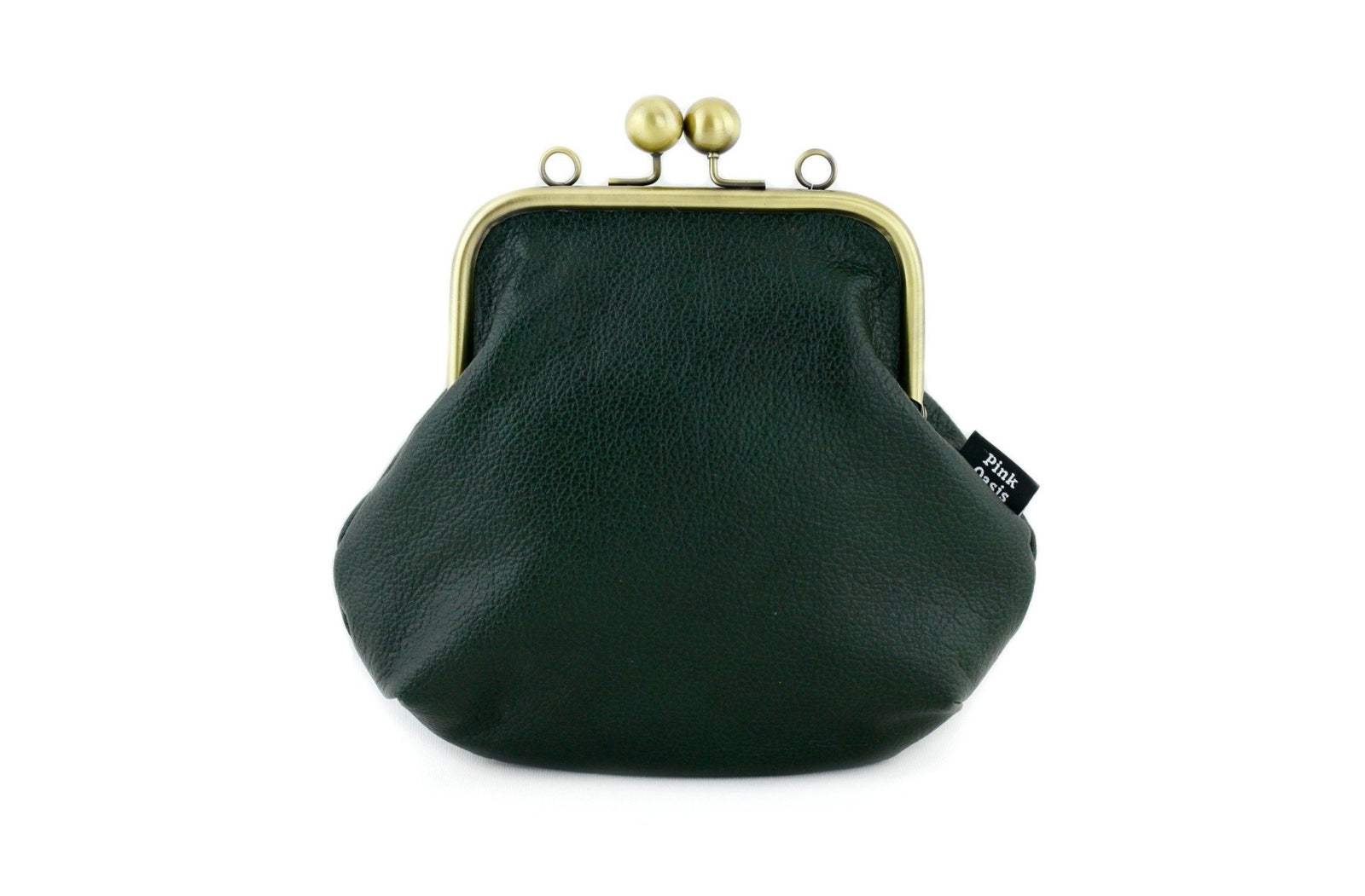 Emerald Leather Kisslock Bag with Strap  | PINKOASIS