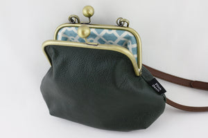 Emerald Leather Kisslock Bag with Strap  | PINKOASIS