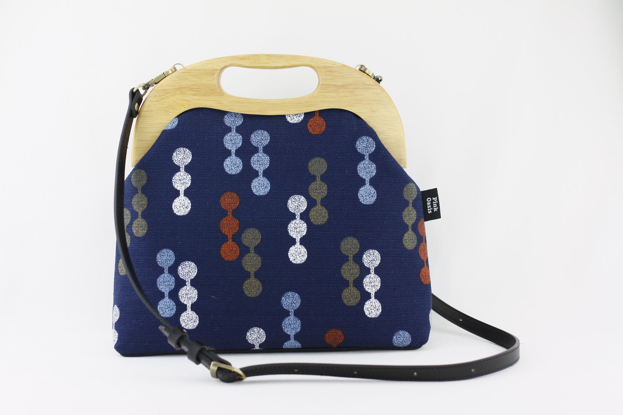 Navy Blue with Colorful Dots Oversized Clutch Bag  | PINKOASIS