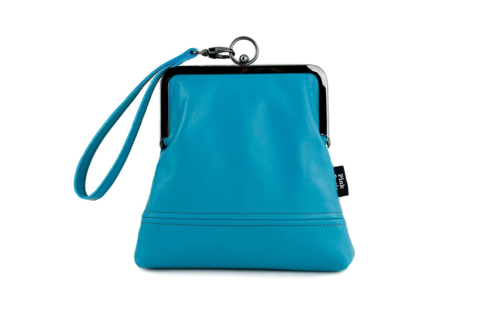 Handmade Leather Wristlet Bag in Teal Blue | PINKOASIS