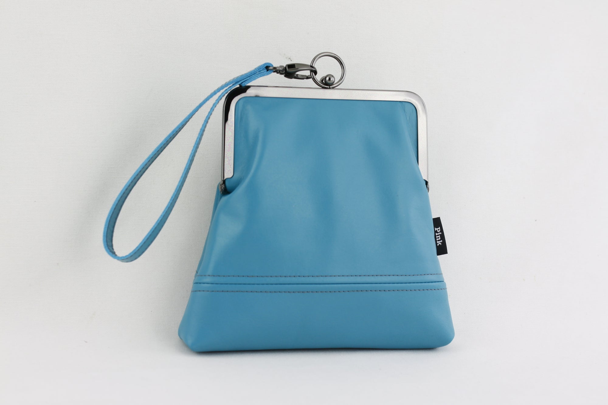 Handmade Leather Wristlet Bag in Teal Blue | PINKOASIS