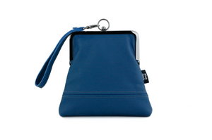 Handmade Leather Wristlet Bag in Peacock Blue | PINKOASIS