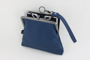 Handmade Leather Wristlet Bag in Peacock Blue | PINKOASIS