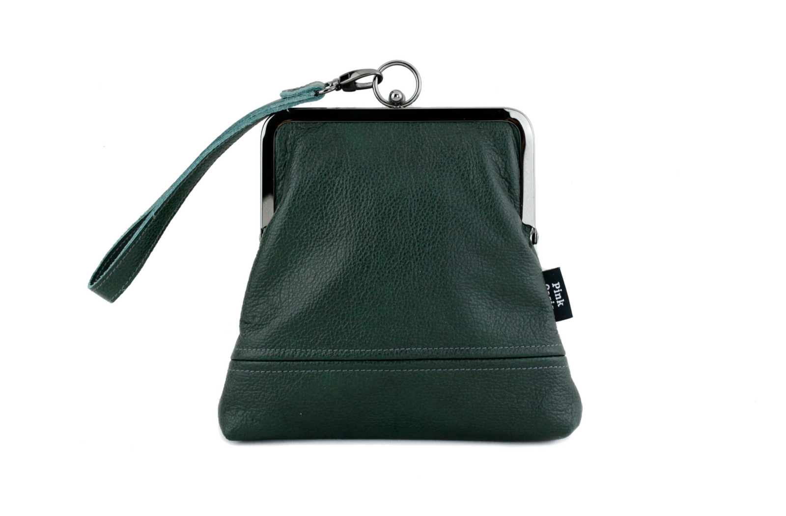 Handmade Leather Wristlet Bag in Emerald Green | PINKOASIS