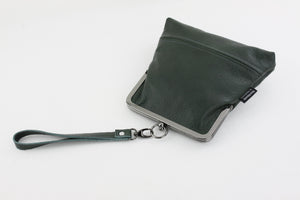 Handmade Leather Wristlet Bag in Emerald Green | PINKOASIS