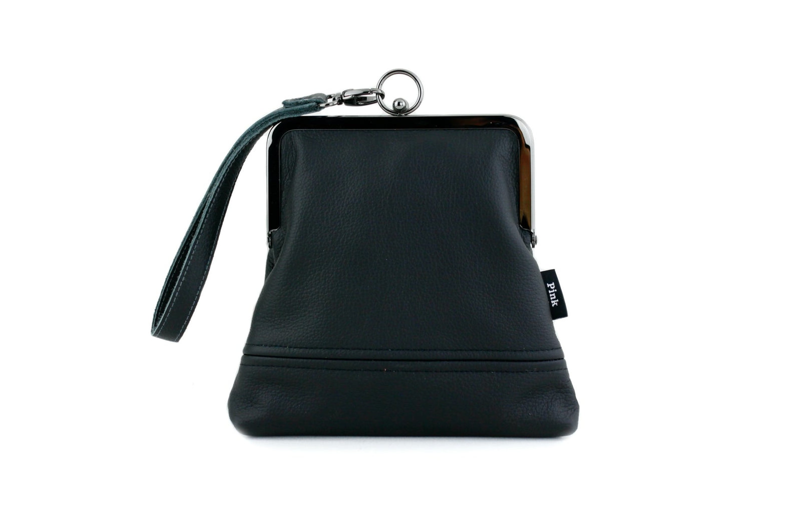 Handmade Leather Wristlet Bag in Black | PINKOASIS