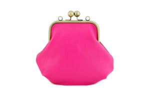 Hop Pink Leather Kisslock Bag with Strap (Limited Edition)