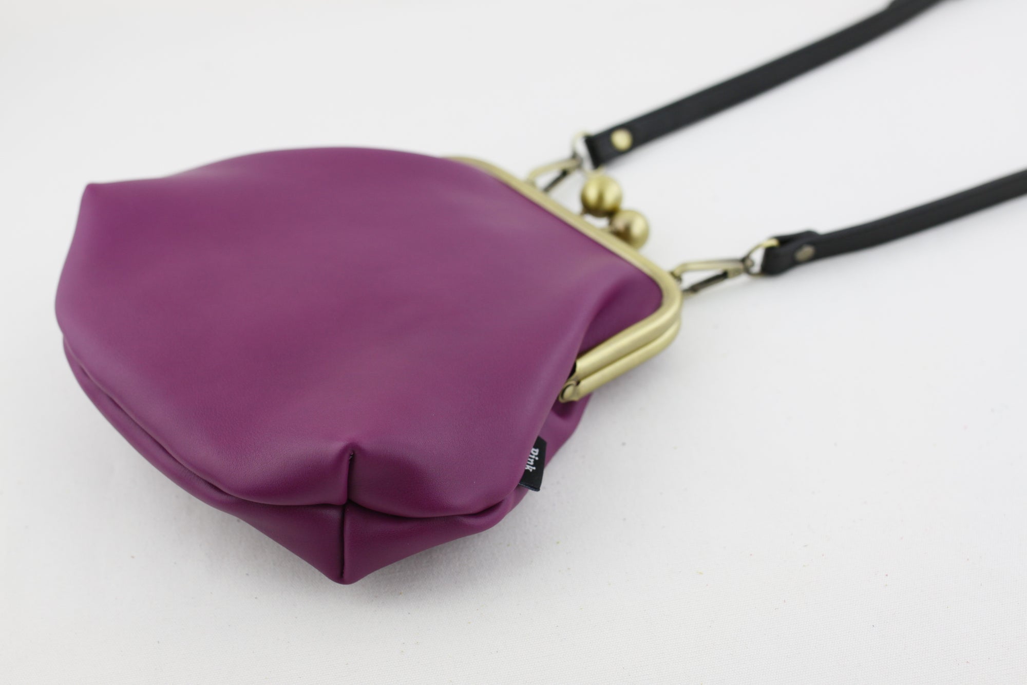 Women's Purple Genuine Leather Clutch Bag with Strap | PINKOASIS