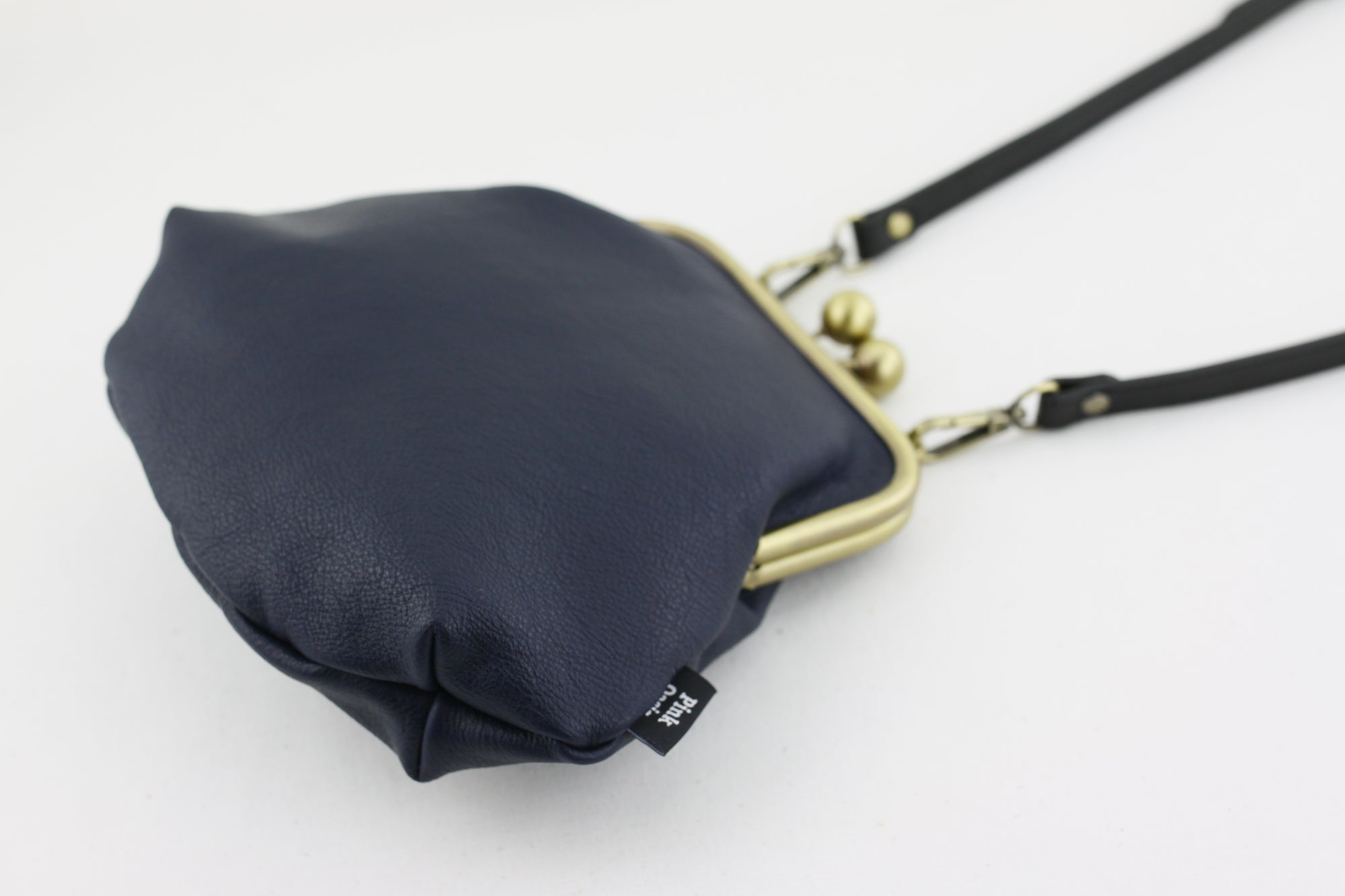 Women's Navy Genuine Leather Clutch Bag with Strap | PINKOASIS