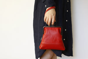 Handmade Leather Wristlet Bag in Crimson Red | PINKOASIS