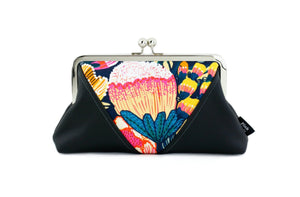 Australian Protea floral Kisslock Clutch with Chain Strap | PINKOASIS